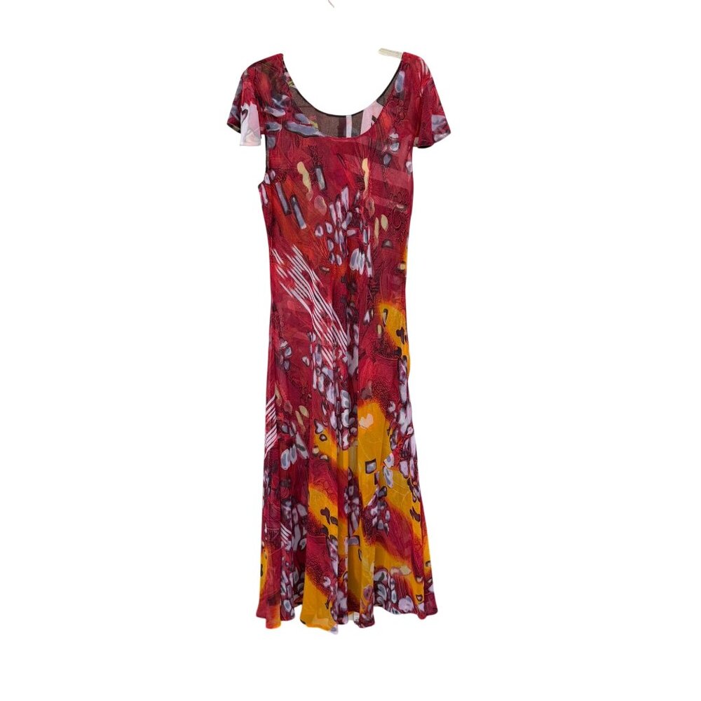 Kenzie Reversible Maxi Dress 18W Scoop Neck Floral Boho Hippie Tropical Red - Picture 11 of 11
